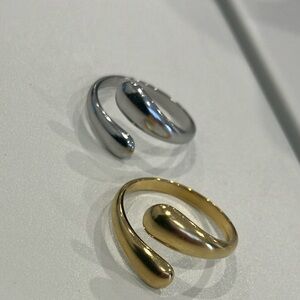 Strip Open Adjustable Stainless Steel Ring Silver and Gold